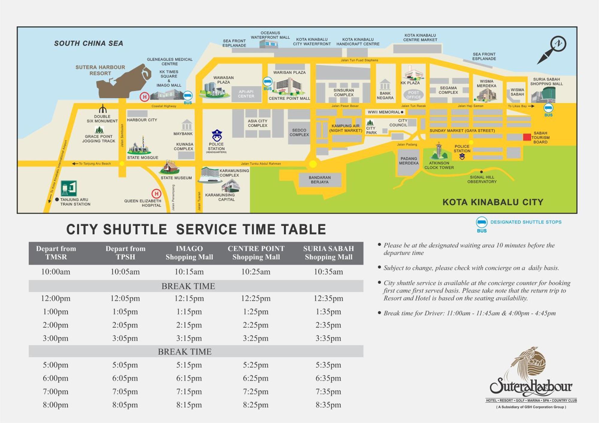 فندق ذا باسيفيك سوتيرا كوتا كينابالو المظهر الخارجي الصورة City Shuttle Service Timetable